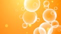 Abstract background with floating transparent bubbles in orange and yellow hues. Royalty Free Stock Photo