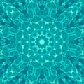 Abstract background of pattern of kaleidoscope. white blue turquoise background fractal mandala. kaleidoscopic arabesque Royalty Free Stock Photo