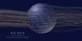 Abstract background flow color lines data with sphere analizing in cyber space. For tech, business and science banner Royalty Free Stock Photo
