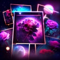 Abstract background with flowers and frames. Vector illustration for your design. AI Generated Royalty Free Stock Photo