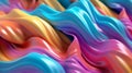Abstract background of flowing glossy waves in pastel unicorn colours - generative ai