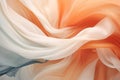 Abstract background of flowing orange and white fabric. 3d illustration