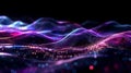 Abstract background of flowing particles and glowing waves. Concept of data visualization, digital technology and futuristic Royalty Free Stock Photo