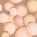 Abstract background of fluffy cute pom-poms in soft pastel colors.