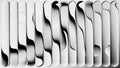 Abstract background. Fluted glass effect. Glossy polished metallic blinds. Paper layers. 3d rendering, silver gradient refracted