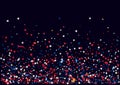 Abstract background with flying red blue silver stars confetti isolated. Blank festive template for usa patriotic holidays