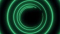 Abstract background with flying into tunnel from shapes round. Animation of seamless loop. Neon round shape laser Royalty Free Stock Photo