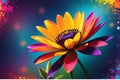 Abstract Background Focus on a Single Blooming Flower - Silhouette Blending into Swirls of Vibrance