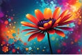 Abstract Background Focus on a Single Blooming Flower - Silhouette Blending into Swirls of Vibrance