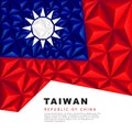 Abstract background in the form of colorful blue and red pyramids. Taiwan polygonal flag. Vector illustration