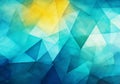 Abstract background formed by blue, turquoise and yellow triangles