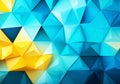 Abstract background formed by blue, turquoise and yellow triangles