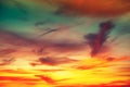 Abstract background formed by colorful clouds at sunset