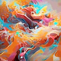 Abstract background. Fragment of a picturesque background. Brush strokes Red, orange, yellow, purple and blue colors. Artistic