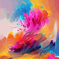 Abstract background. Fragment of a picturesque background. Brush strokes Red, orange, yellow, purple and blue colors. Artistic