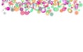 Abstract background, frame of transparent multicolored confetti bubbles