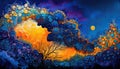 abstract background. Fusion between Pointillism and Alcohol ink painting, Vibrant, Glowing, A storm Approaching, metallic ink