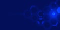 Abstract background. A futuristic hexagonal grid with blue neon effects, representing digital communication, science
