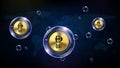 Background of futuristic technology bubble glowing Cryptocurrency DAI stable coin