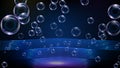 Background of futuristic technology bubble with glowing stage with beautiful spotlight ray