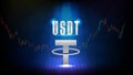 background of futuristic technology cryptocurrency USDT sign text and graph indicator stock market