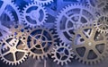 Abstract background gear wheels on the wall. Royalty Free Stock Photo