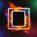 abstract background with geometric pattern. 3d rendering, colorful square frames on a black background. computer generated Royalty Free Stock Photo
