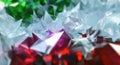 Abstract background with glass and crystals in ruby and gemstone