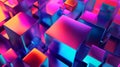 abstract background of glass cubes with colorful orange and pink lighting Royalty Free Stock Photo