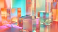 abstract background of glass cuboids with bright pastel colorful light Royalty Free Stock Photo