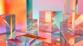 abstract background of glass cuboids with bright pastel colorful light Royalty Free Stock Photo