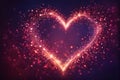 Abstract background of a glitter heart, glow particles, luxury light shine bokeh wallpaper. Heart decoration. Love concept Royalty Free Stock Photo