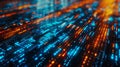 Abstract background of glowing binary code in blue and orange Royalty Free Stock Photo