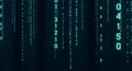 Digital Rain Matrix Code Background, Futuristic Technology, Binary Data Stream Royalty Free Stock Photo