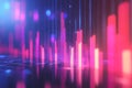 Futuristic Digital Data Visualization with Glowing Bar Graphs and Network, Abstract Technology Background for Business and Finance Royalty Free Stock Photo