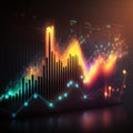 abstract background with glowing forex charts and graphs. Vector illustration Royalty Free Stock Photo