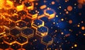 Abstract background with glowing hexagonal pattern and bokeh effect creating vibrant and dynamic visual experience interplay of Royalty Free Stock Photo