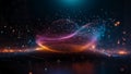 Abstract background with glowing lines and colourful particles swirl in cyberspace Royalty Free Stock Photo