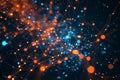 Abstract background with glowing particles and connected dots. Futuristic network connection concept with plexus effect. Big data Royalty Free Stock Photo