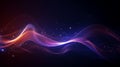 abstract background with glowing particles. Futuristic wave flow