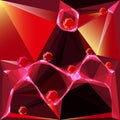 Abstract background of glowing polygons and red balls