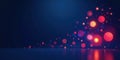 Abstract background with glowing red and orange circles scattered on a dark blue surface. Generative AI Royalty Free Stock Photo