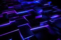 abstract background with glowing squares in blue and violet colors. 3d rendering, Futuristic Sci-Fi Abstract Blue And Purple Neon Royalty Free Stock Photo
