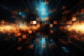 Abstract background with glowing squares, 3d render, computer generated image, Digital abstract background. Can be used for