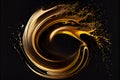 Abstract background. Gold (bronze) wave on dark brown. AI Generated Royalty Free Stock Photo
