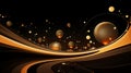 abstract background with gold bubbles on a black background