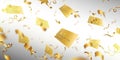 Abstract background gold credit cards and confetti