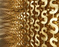 Abstract background with gold dollar symbols. 3d illustration Royalty Free Stock Photo