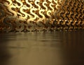 Abstract background with gold dollar symbols. 3d illustration Royalty Free Stock Photo