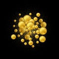 Abstract background with gold glass balls as vector speech bubble Royalty Free Stock Photo